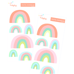 Stickers en planchitas Pastel rainbow 6u